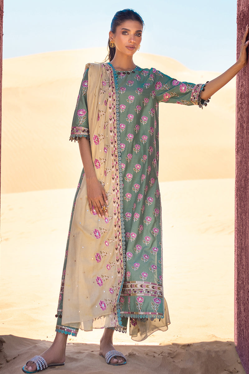 Cross Stitch Eid Lawn 2024 | CHARTREUSE GOLD
