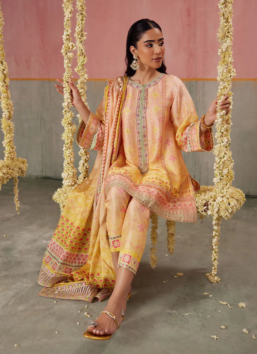 Farah Talib Aziz Mayna Festive Prints '25 - Livvy Ombre Shirt And Dupatta