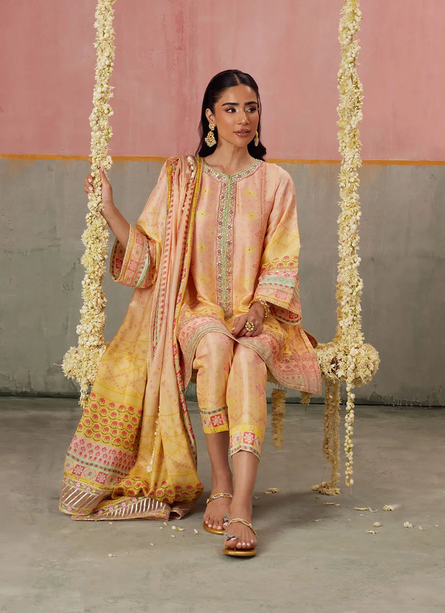 Farah Talib Aziz Mayna Festive Prints '25 - Livvy Ombre Shirt And Dupatta