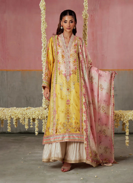 Farah Talib Aziz Mayna Festive Prints '25 - Mogra Buttercup Shirt And Dupatta