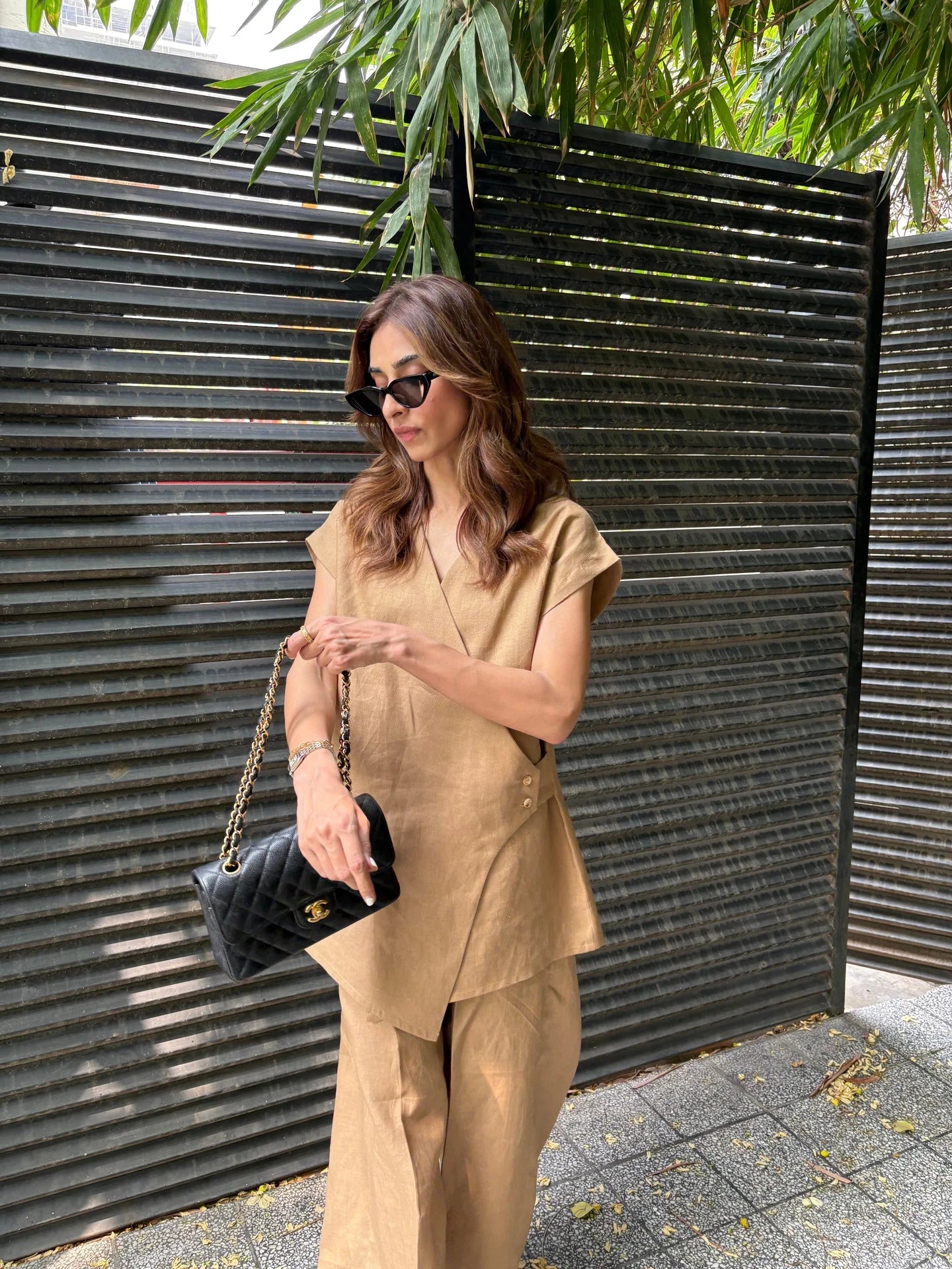 Sak Atelier Brown Linen Vest Set