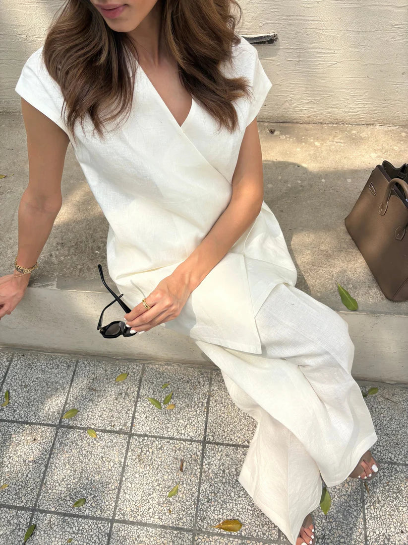 WHITE LINEN VEST SET | Sak Atelier