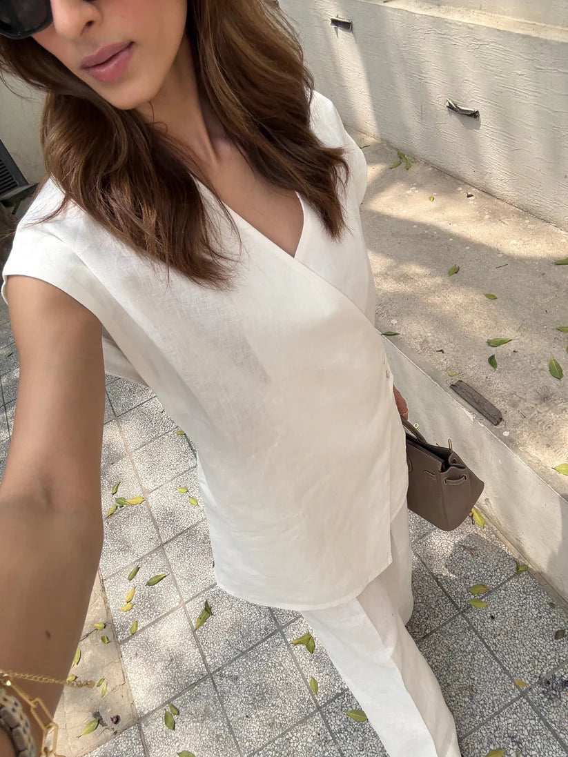WHITE LINEN VEST SET | Sak Atelier