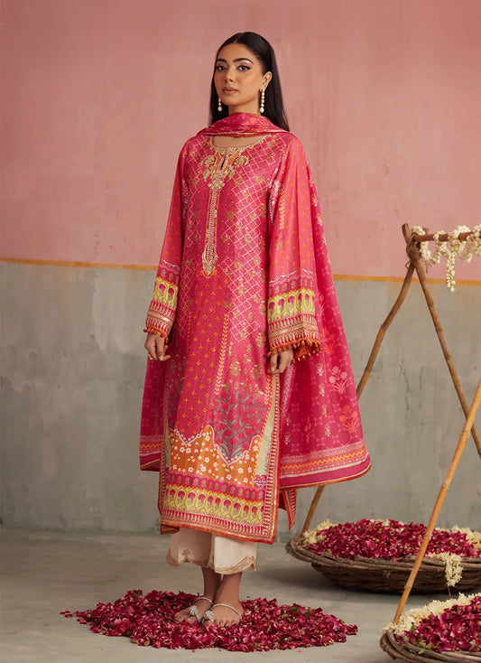 Farah Talib Aziz Mayna Festive Prints '25 - Selin Crimson Shirt And Dupatta