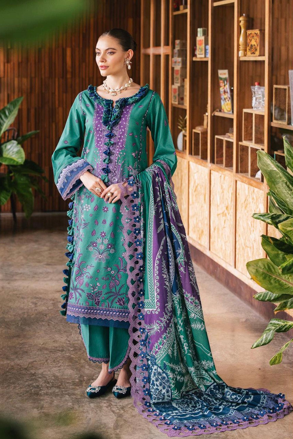 Jade Urbane Printed Lawn 2025 - Teal Green Set