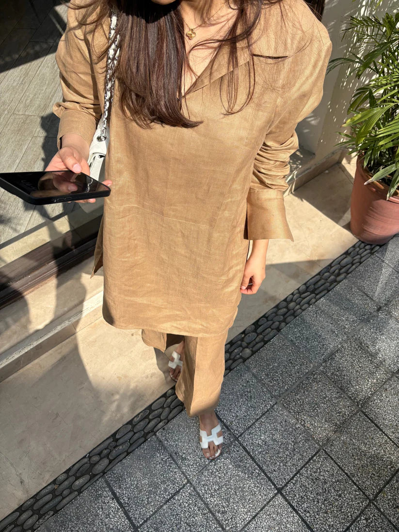 GOLDEN BEIGE LINEN WILLOW SET | Sak Atelier
