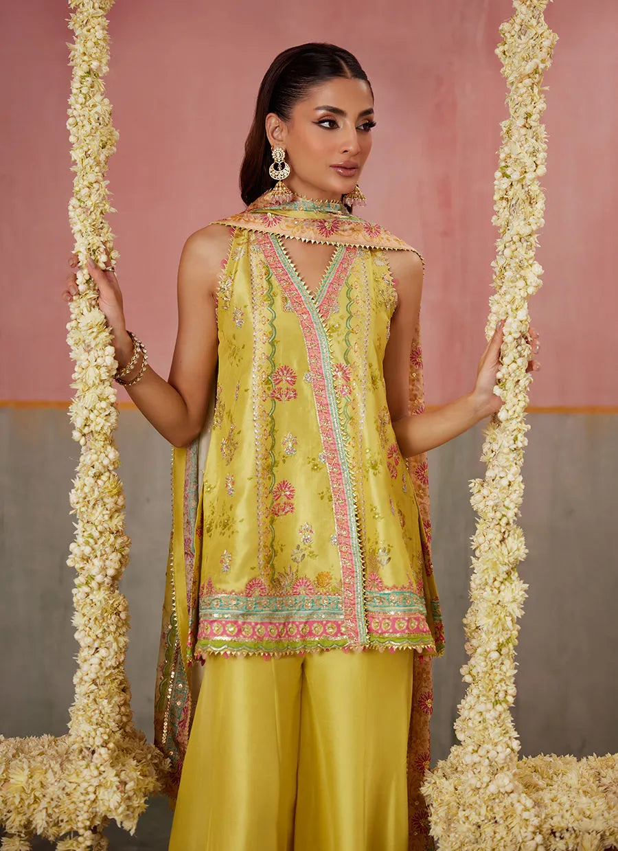 Farah Talib Aziz Mayna Festive Prints '25 - Zaria Kiwi Shirt And Dupatta