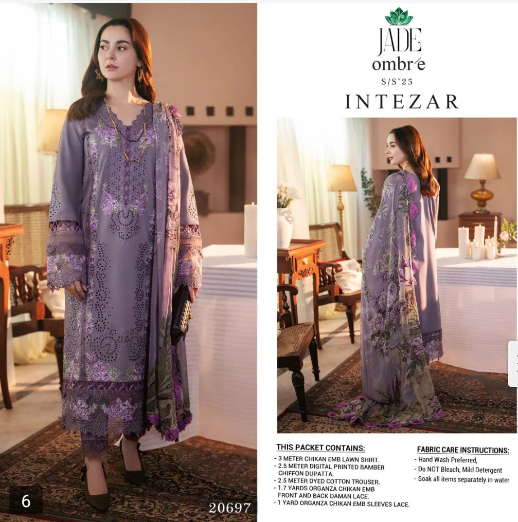 Jade Ombre X Hania Aamir Lawn 2025 - Purple Set