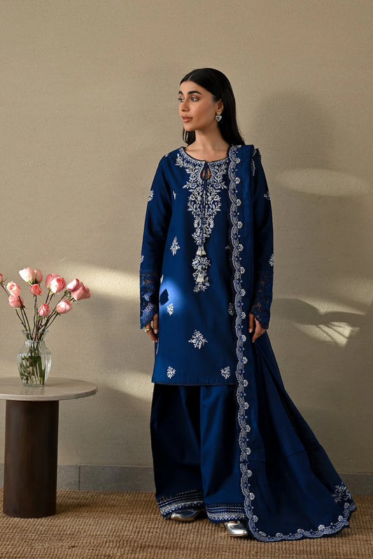 NAVY BLUE LUXURY EMBROIDERED 3PCS SET NPA3-25410 READY TO WEAR | Zaib