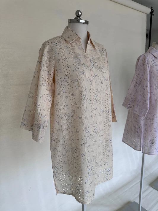 Sak Atelier Butter Yellow Chikankari Toby Tunic