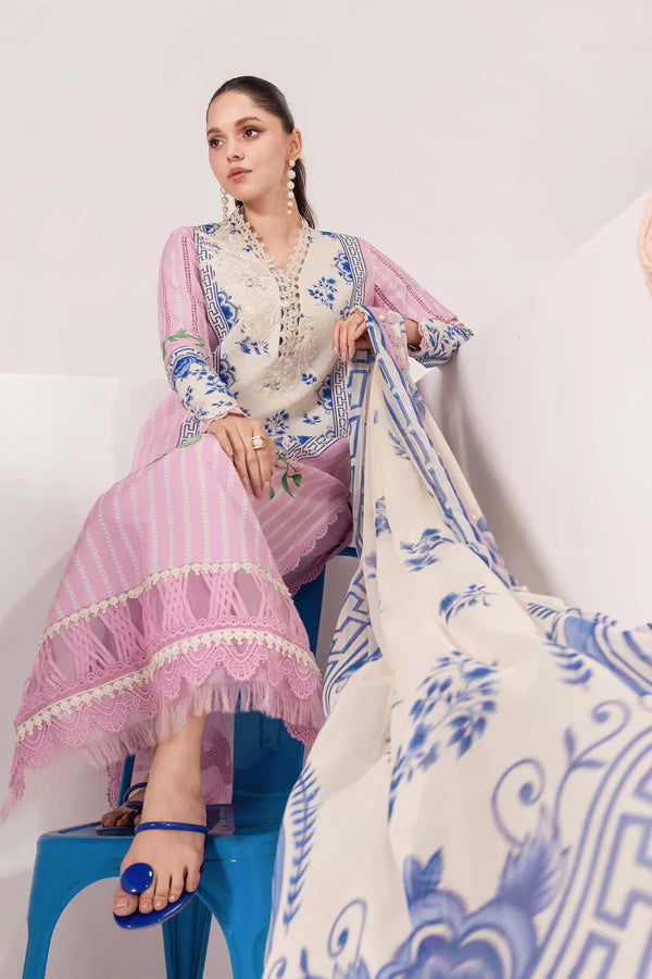3 Pc Unstitched Embroidered Lawn Suit - MB-CUSV13-09B