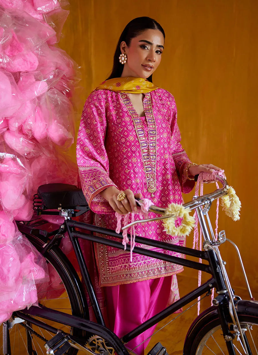 Farah Talib Aziz Mayna Festive Prints '25 - Nazli Hot Pink Shirt And Dupatta
