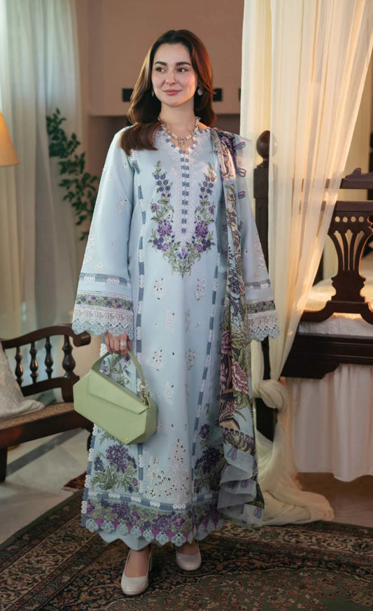 Jade Ombre X Hania Aamir Lawn 2025 - Sky Blue Set