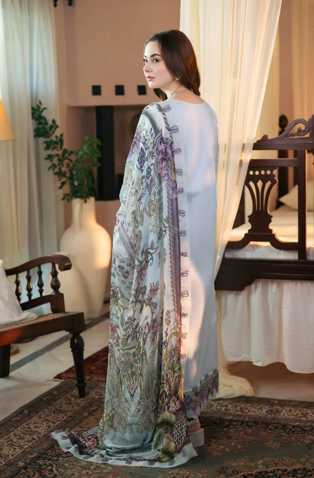 Jade Ombre X Hania Aamir Lawn 2025 - Sky Blue Set