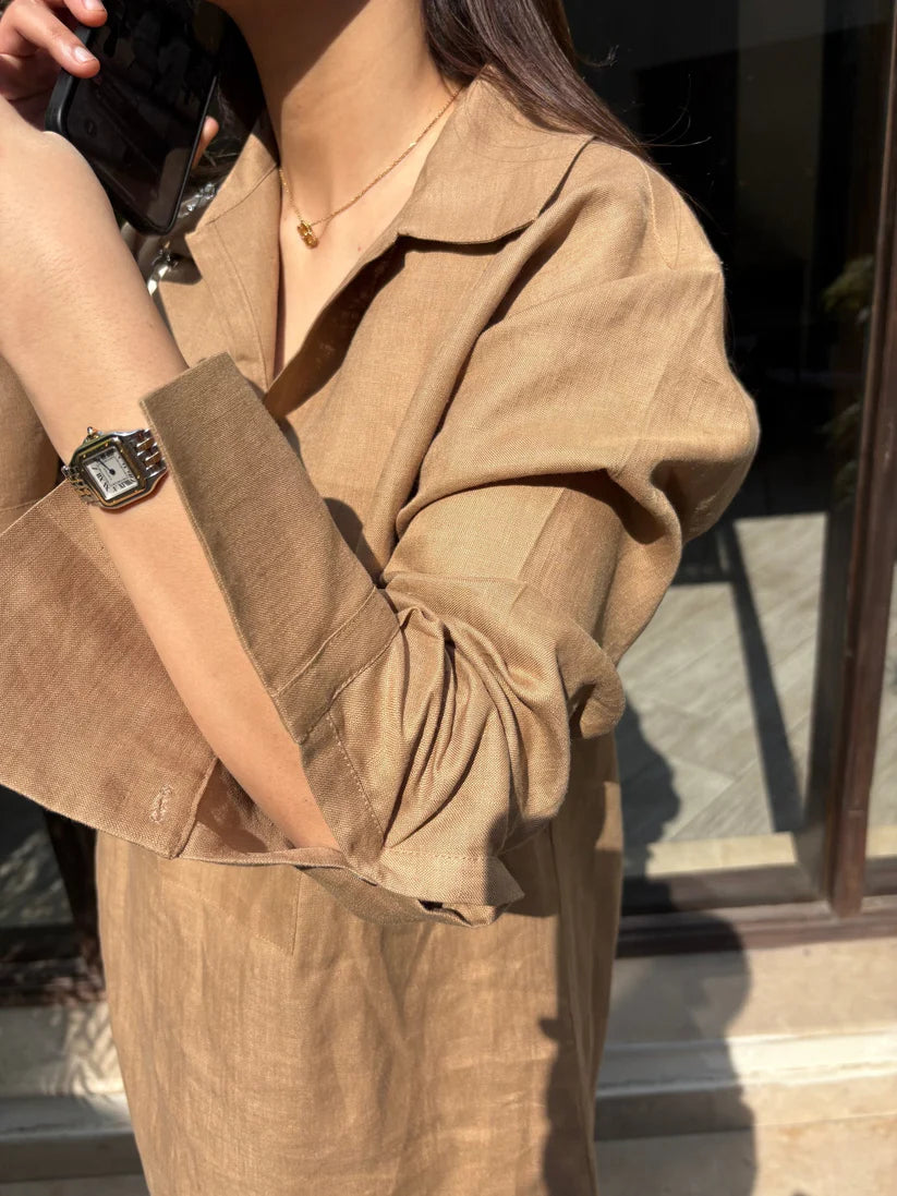 GOLDEN BEIGE LINEN WILLOW SET | Sak Atelier