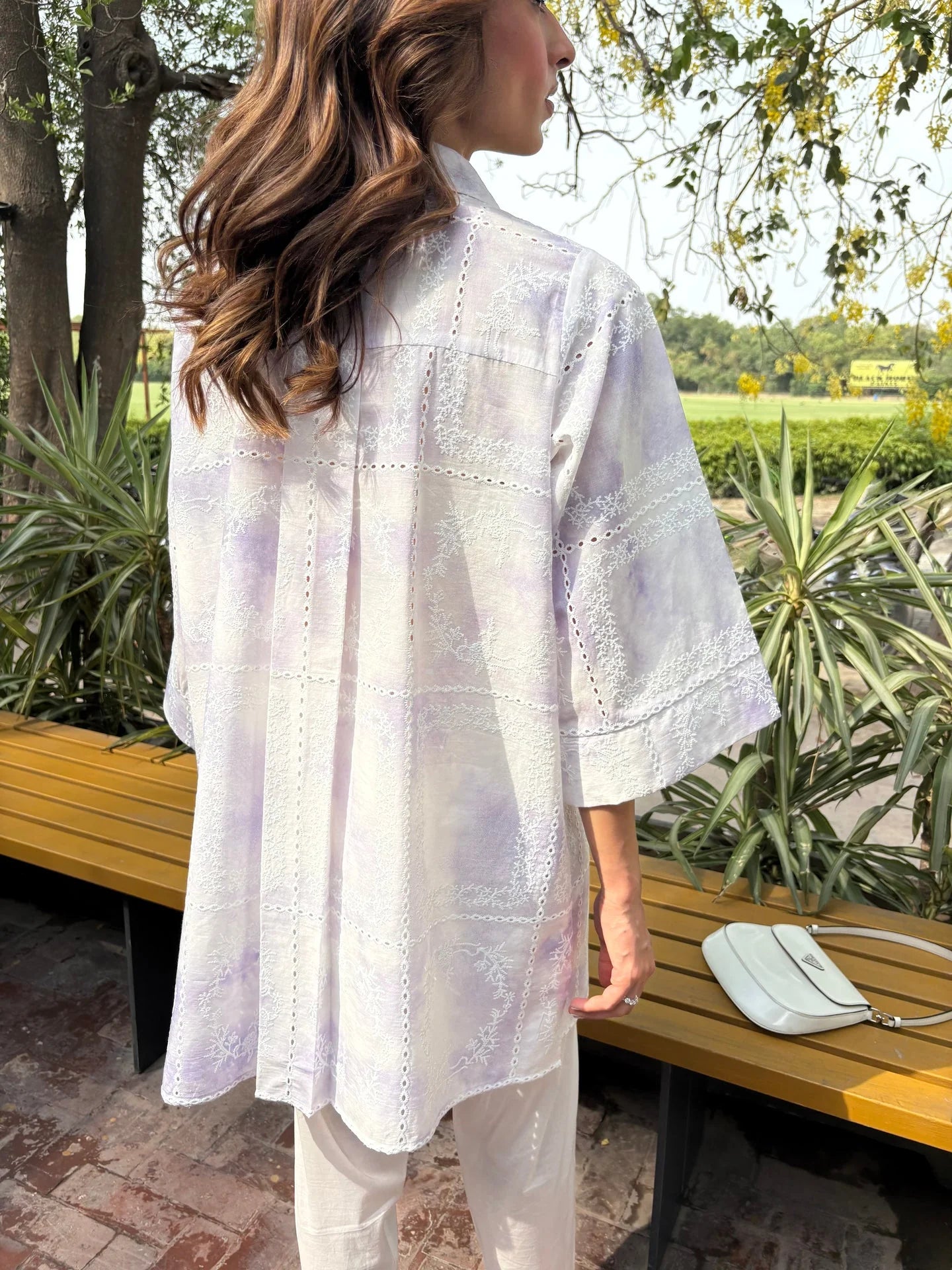Sak Atelier Purple Tie & Dye Chickenkari Toby Tunic With Skinny Shalwar