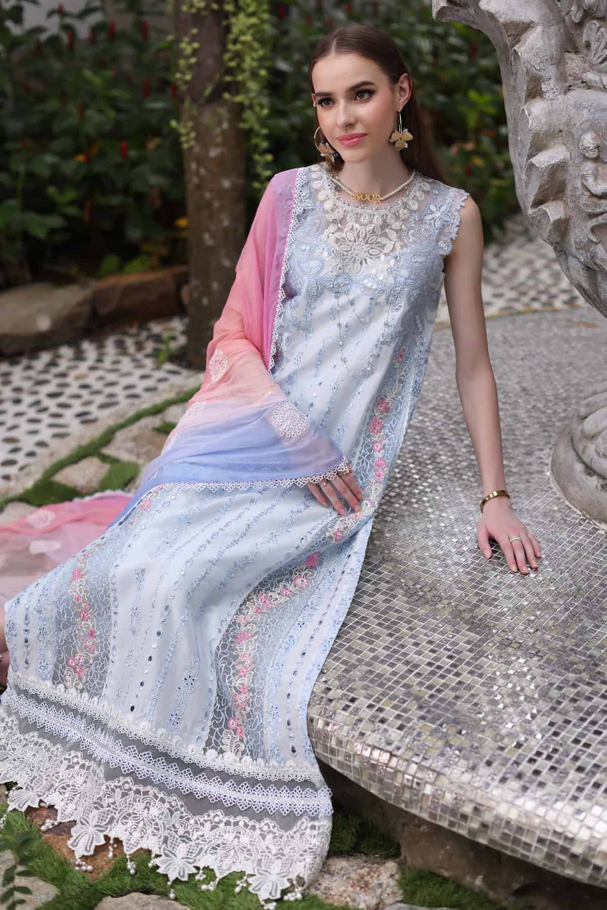 Noor Luxury Chikankari Lawn’24 | Saadi Aasad | D7-A