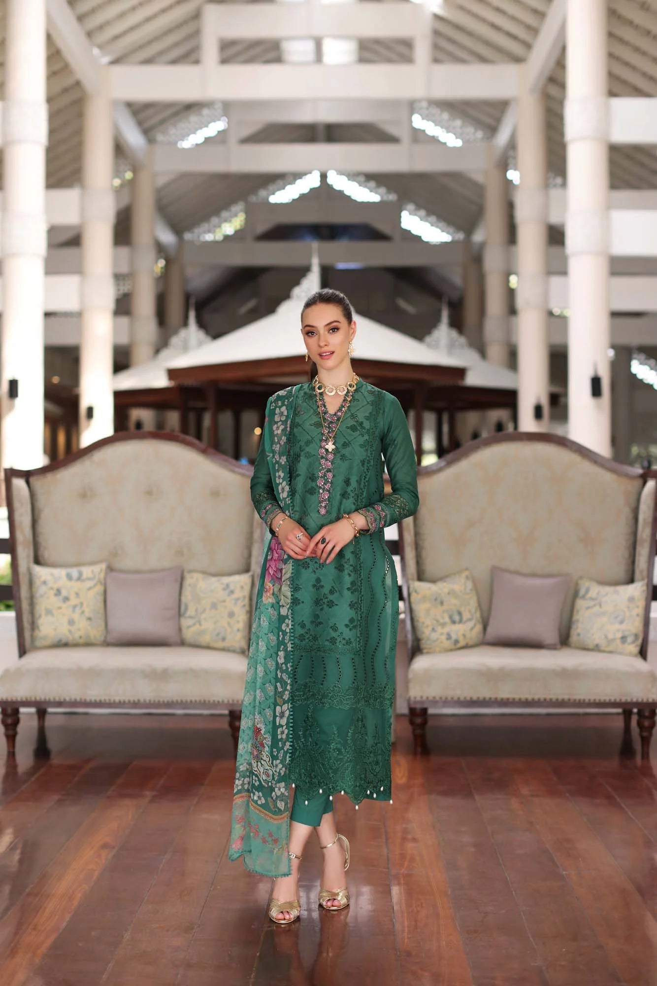 Noor Luxury Chikankari Lawn’24 | Saadi Aasad | D4-A