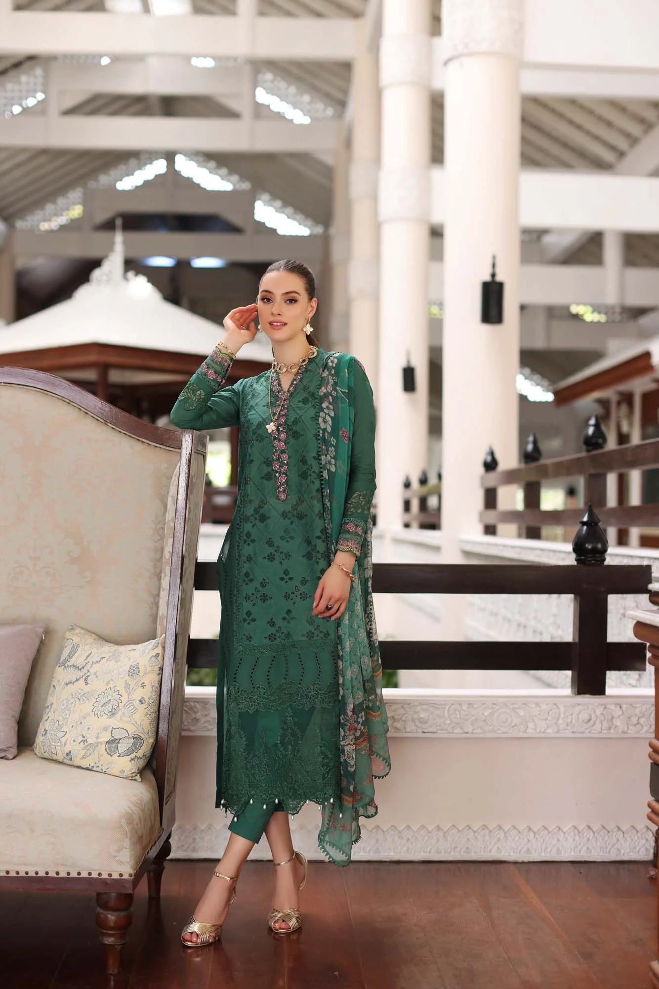 Noor Luxury Chikankari Lawn’24 | Saadi Aasad | D4-A