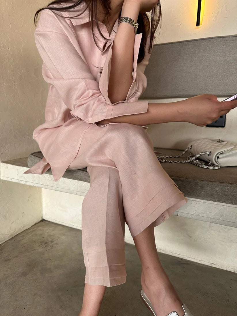 LIGHT PINK LINEN WILLOW SET | Sak Atelier