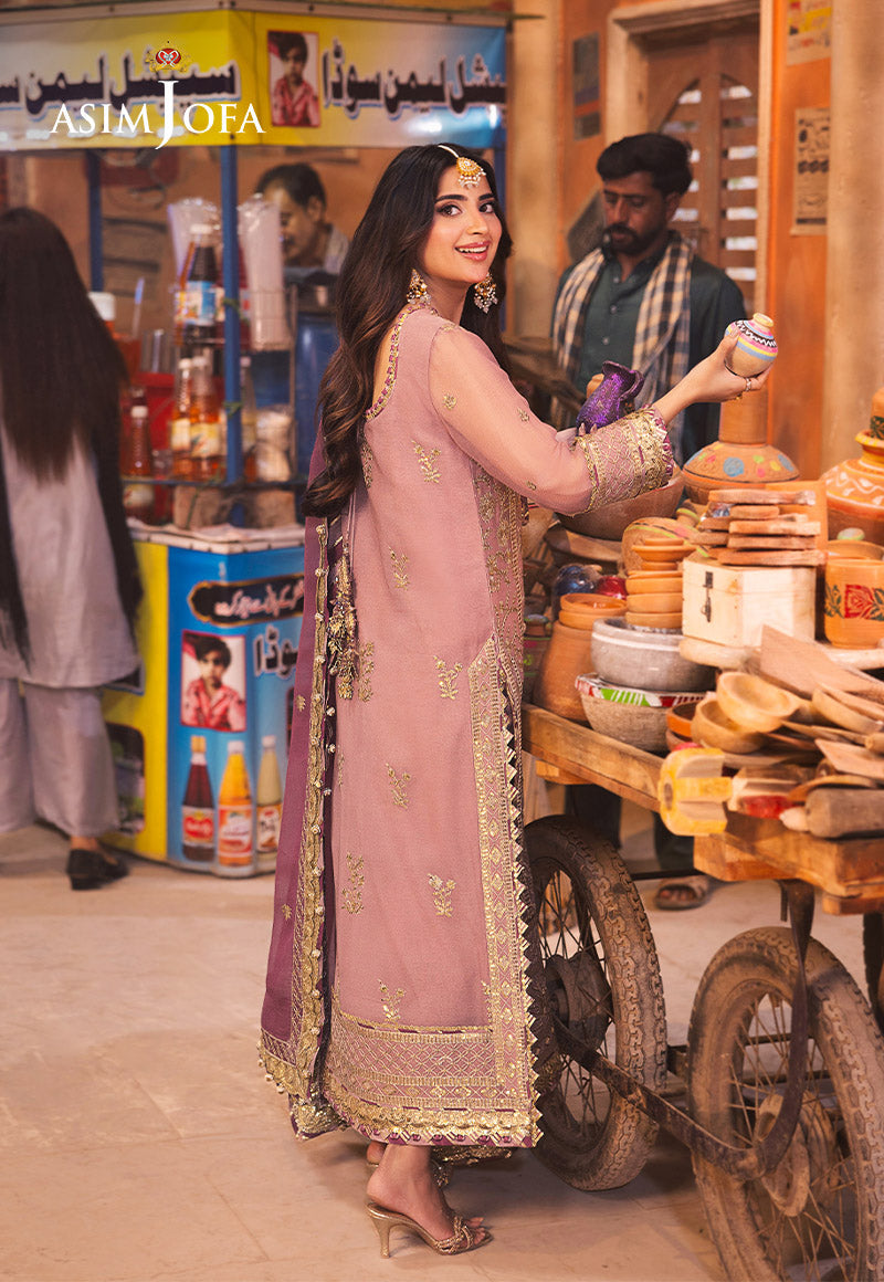 AJKK-04 EMBROIDERED CHIFFON 3 PCS PINK SUIT-SET