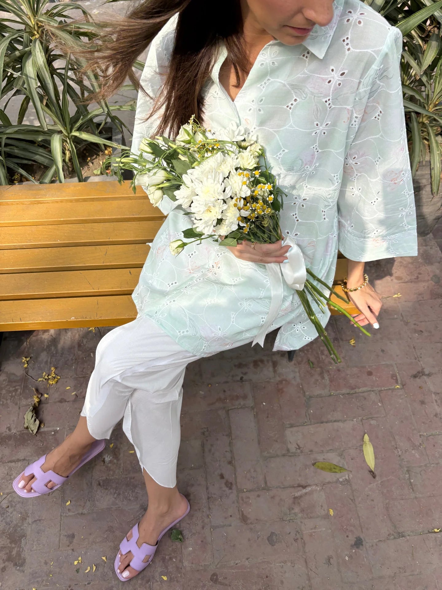 Sak Atelier Green Lawn Toby Tunic with Tulip Shalwar