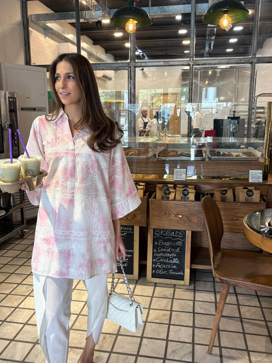 Sak Atelier Pink Tie & Dye Chikankari Toby