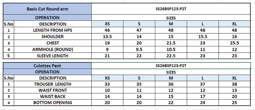 SS26BSP112P2T | Spring Summer '26 - Stitched Printed Viscose Shirt + Culotte | SANA SAFINAZ