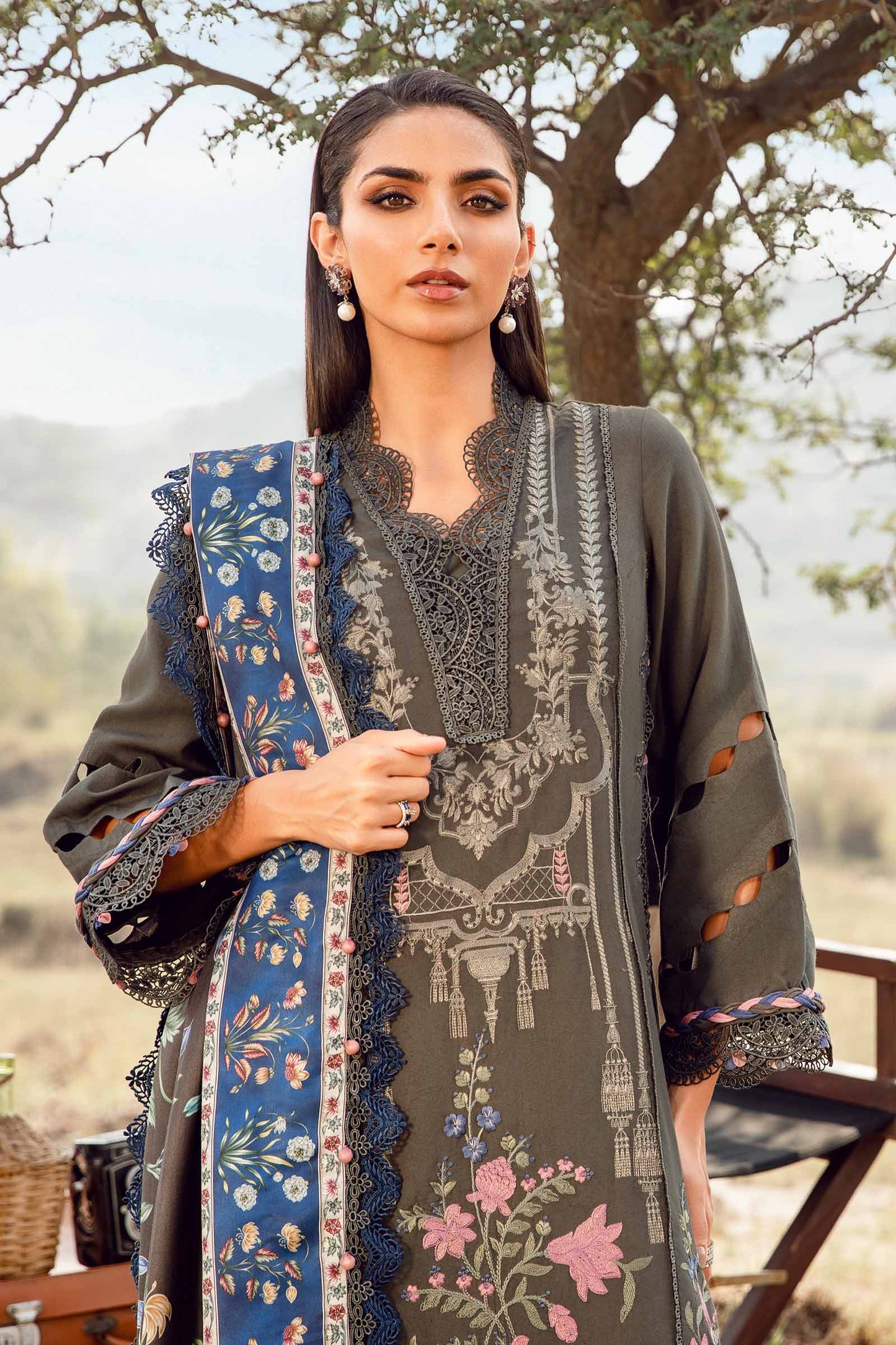 Maria.B Mprints'24 - 3 Piece Unstitched Printed Linen Suit | MPT-2401-A