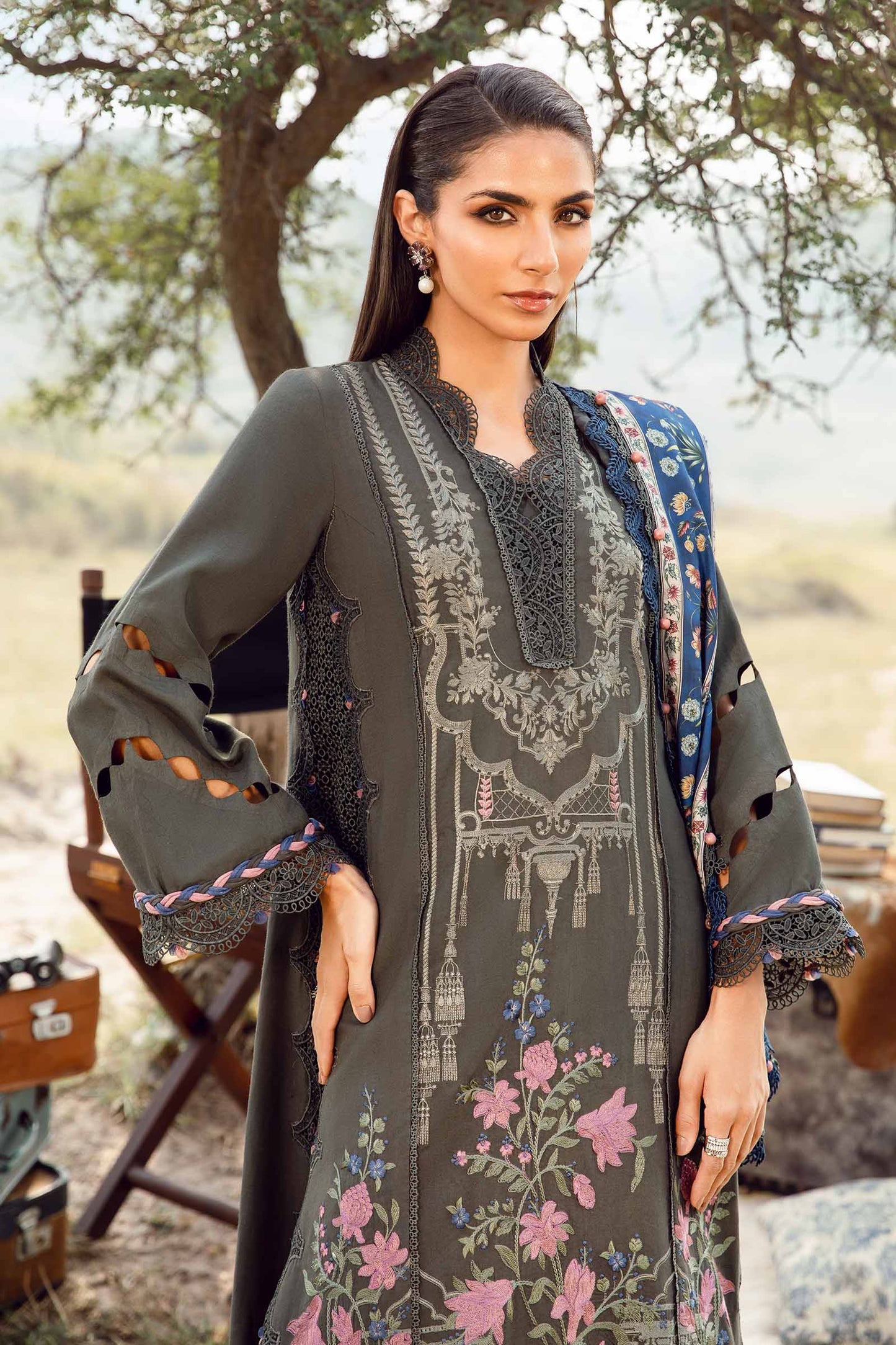 Maria.B Mprints'24 - 3 Piece Unstitched Printed Linen Suit | MPT-2401-A