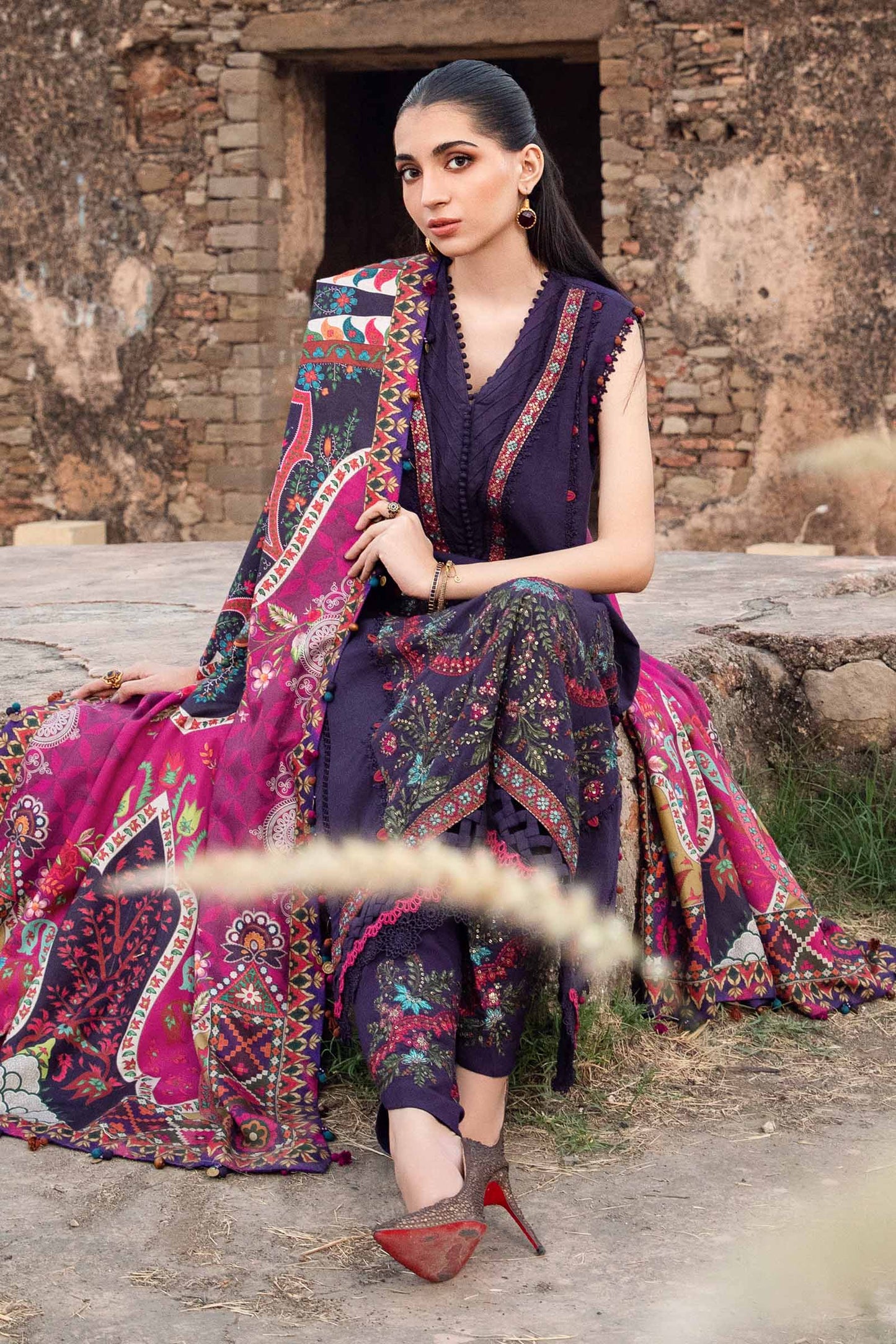 Maria.B Mprints'24 - 3 Piece Unstitched Printed Linen Suit | MPT-2402-A