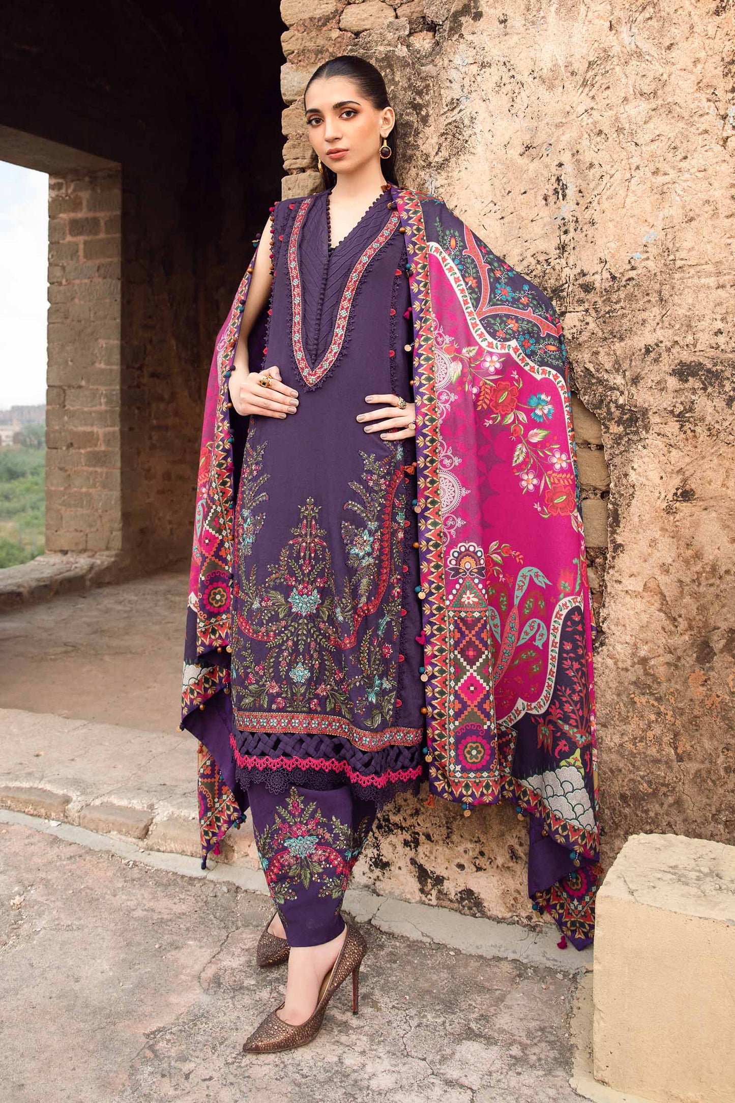 Maria.B Mprints'24 - 3 Piece Unstitched Printed Linen Suit | MPT-2402-A