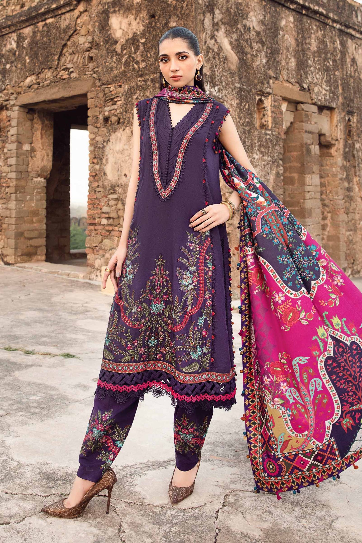 Maria.B Mprints'24 - 3 Piece Unstitched Printed Linen Suit | MPT-2402-A