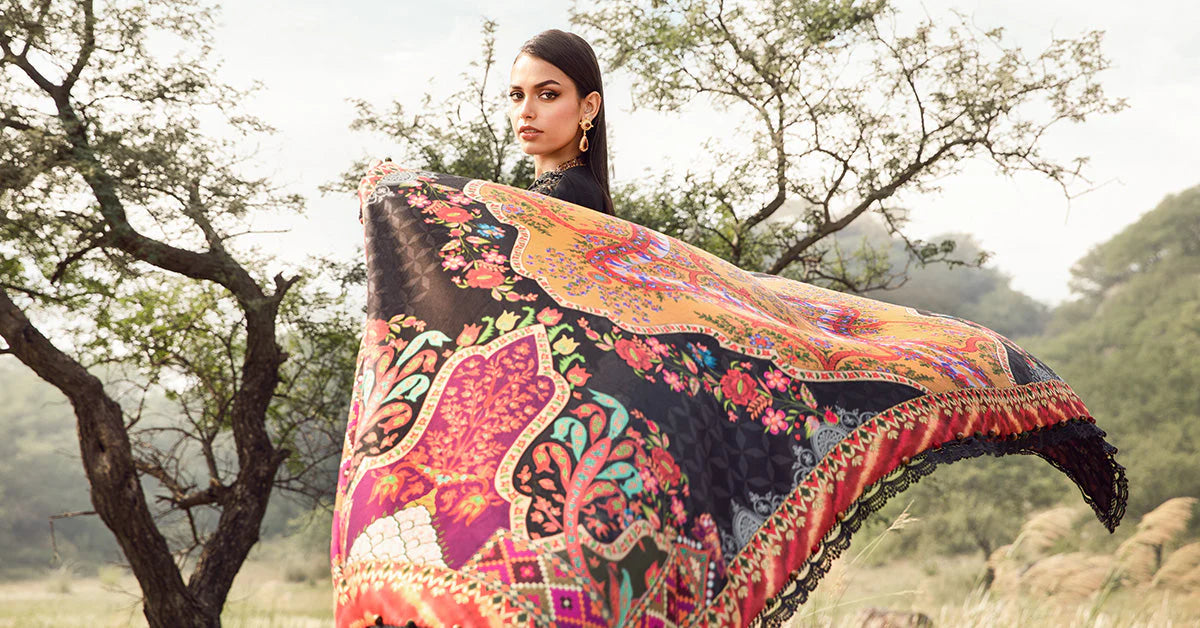 Maria.B Mprints'24 - 3 Piece Unstitched Printed Linen Suit | MPT-2402-B