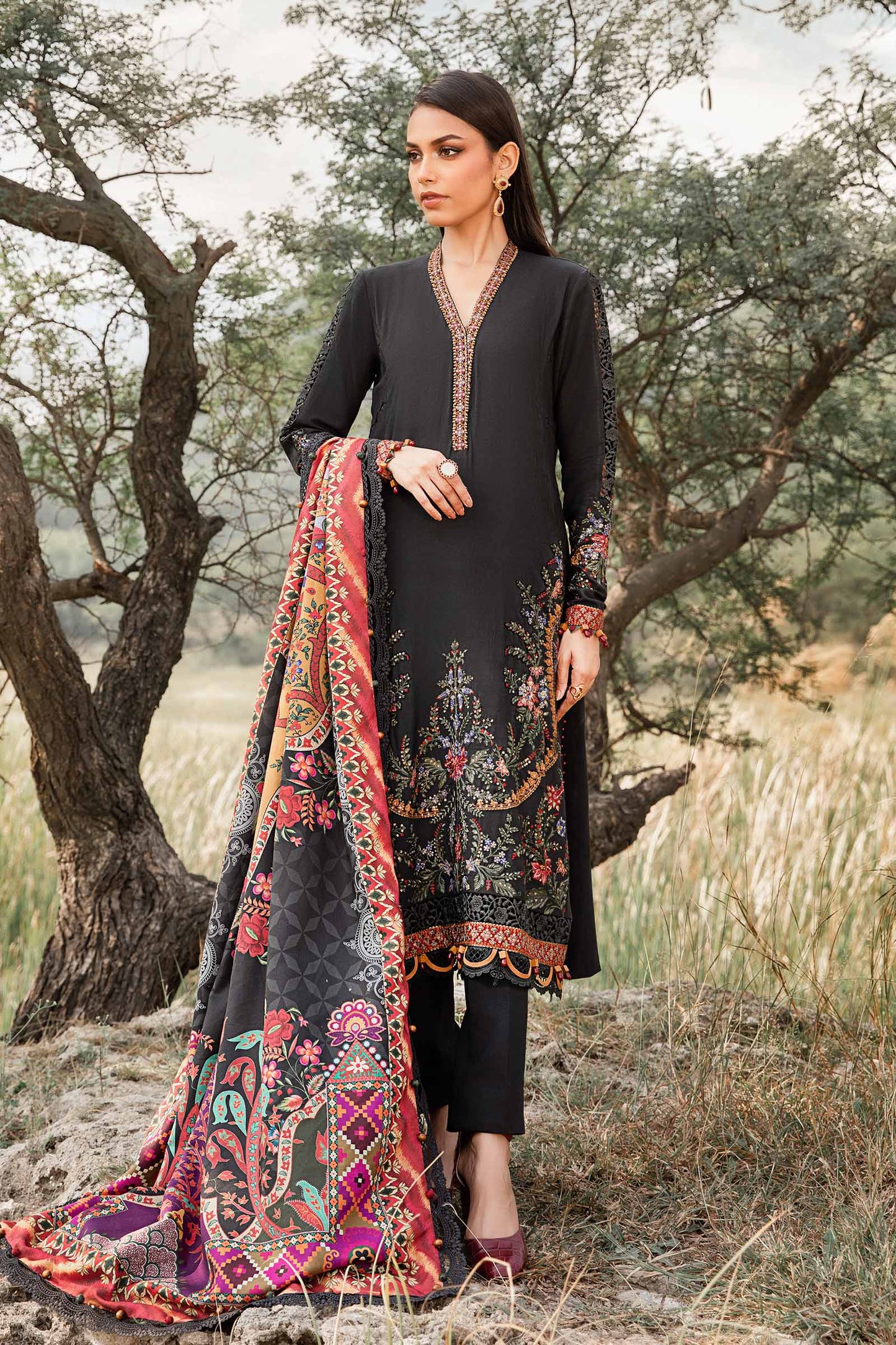 Maria.B Mprints'24 - 3 Piece Unstitched Printed Linen Suit | MPT-2402-B
