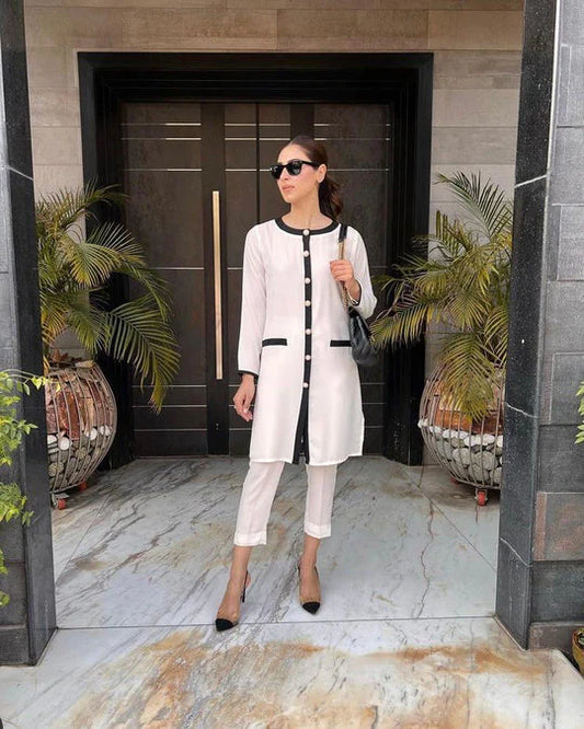 Sak Atelier Co-Ord Sets -White Boucle Set