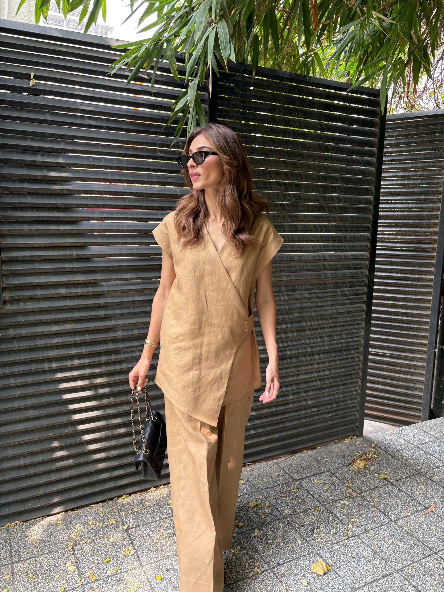 Sak Atelier Brown Linen Vest Set