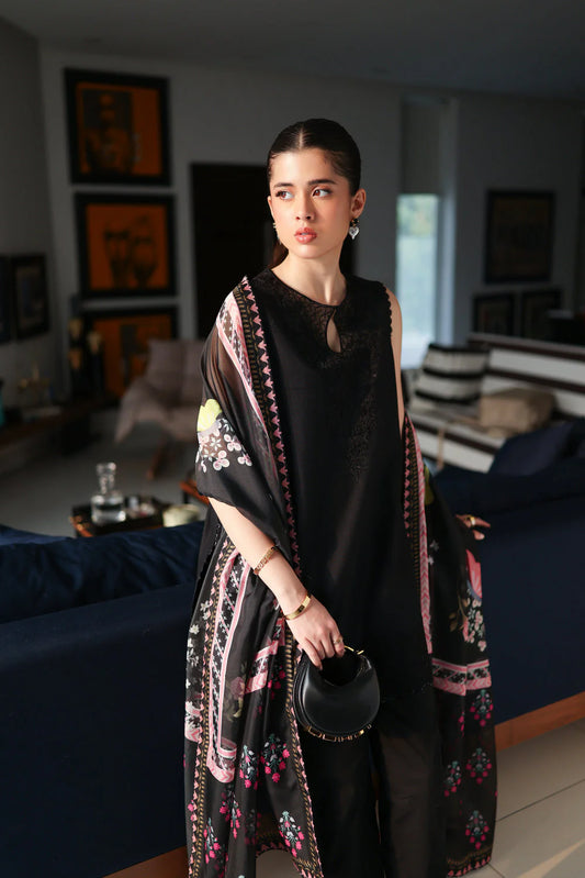 Zaib Staycation '25 - JET BLACK LUXURY EMBROIDERED 3 PCS SET (NPA3-25430)