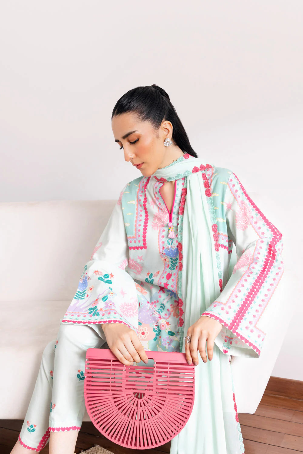 Zaib Staycation '25 - SOFT MINT GREEN LUXURY PRINTED 3PCS SET (NPA3-25432)