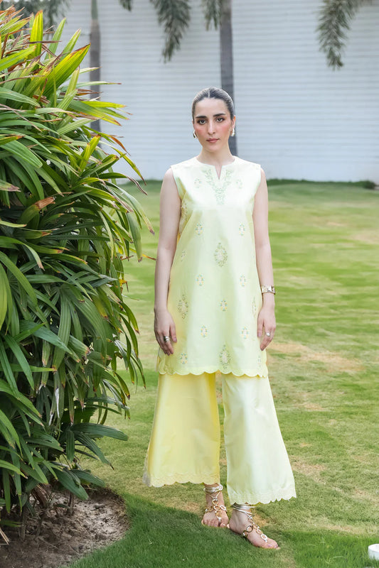 Zaib Staycation '25 - LIME YELLOW LUXURY EMBROIDERED 2PCS SET (NPA2-25304)