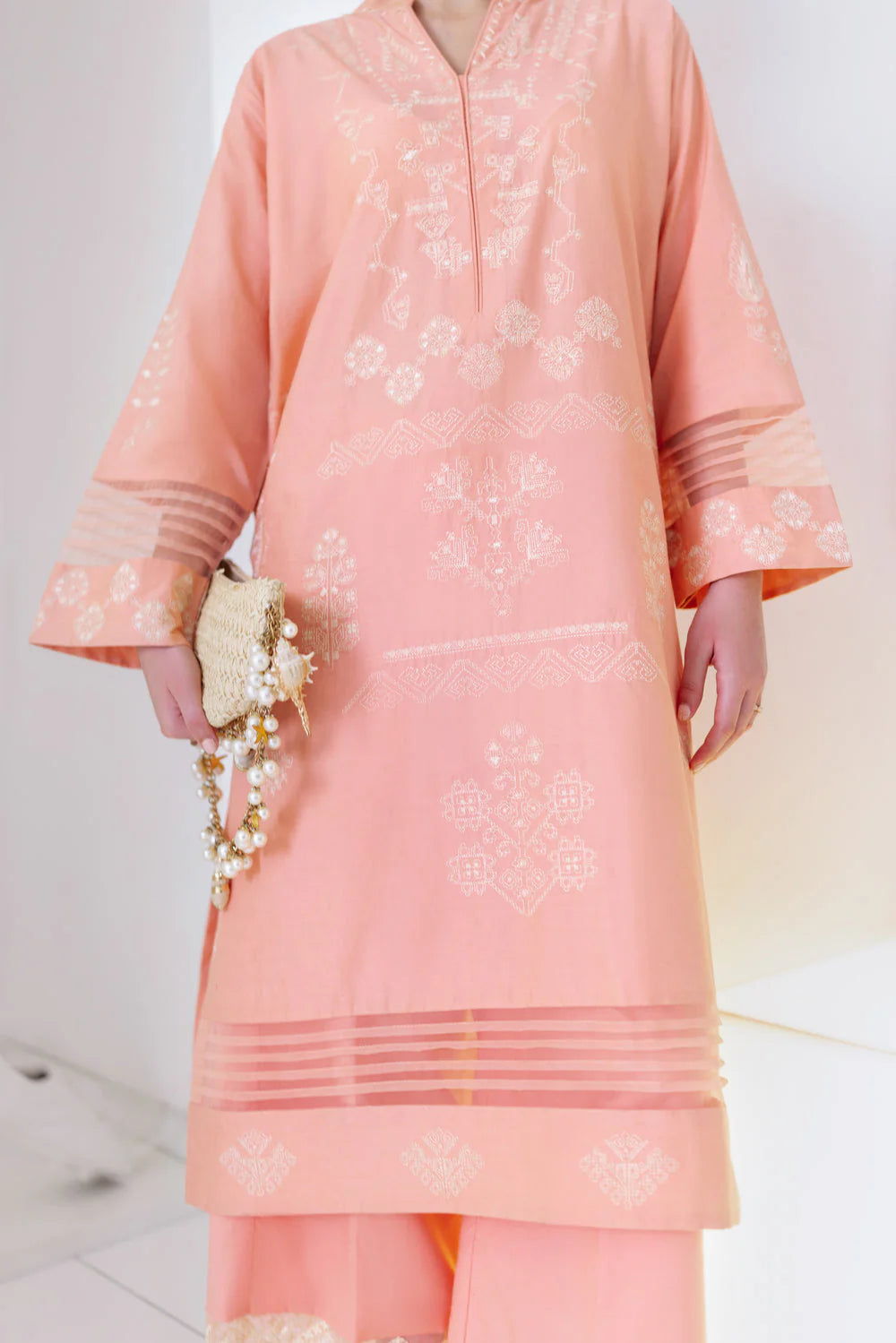 Zaib Staycation '25 - PEACHY PINK LUXURY EMBROIDERED 2PCS SET (NPA2-25306)