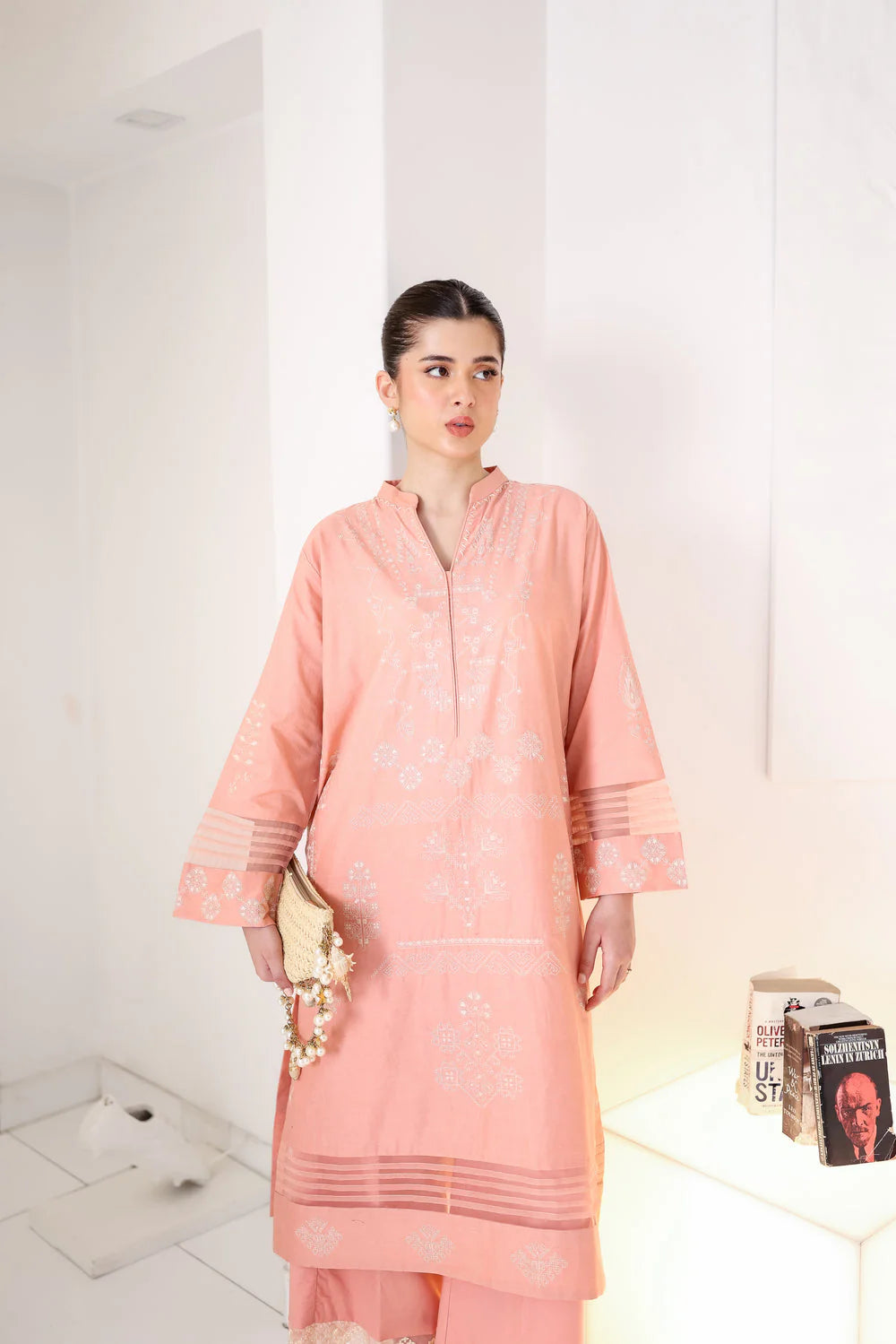 Zaib Staycation '25 - PEACHY PINK LUXURY EMBROIDERED 2PCS SET (NPA2-25306)