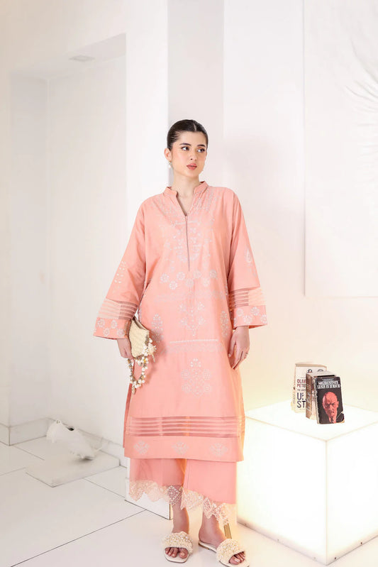 Zaib Staycation '25 - PEACHY PINK LUXURY EMBROIDERED 2PCS SET (NPA2-25306)