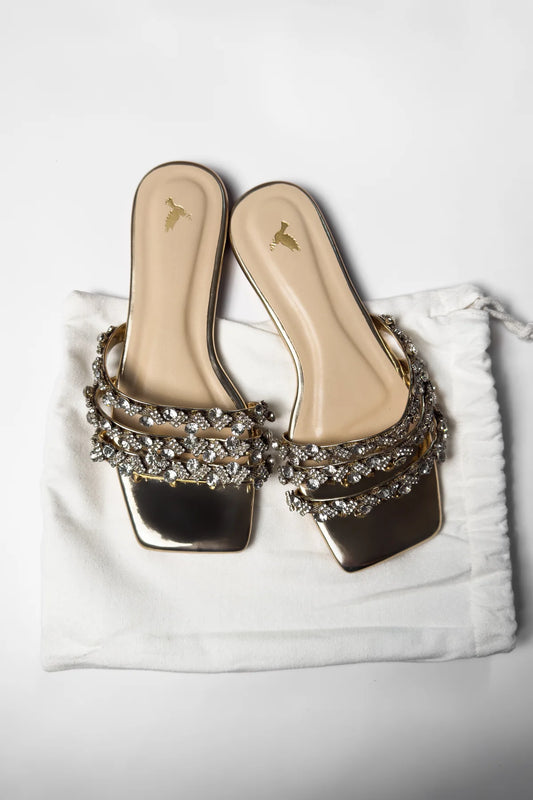 GOLD GLINT SLIP-ON FLAT (ZBN-25002)