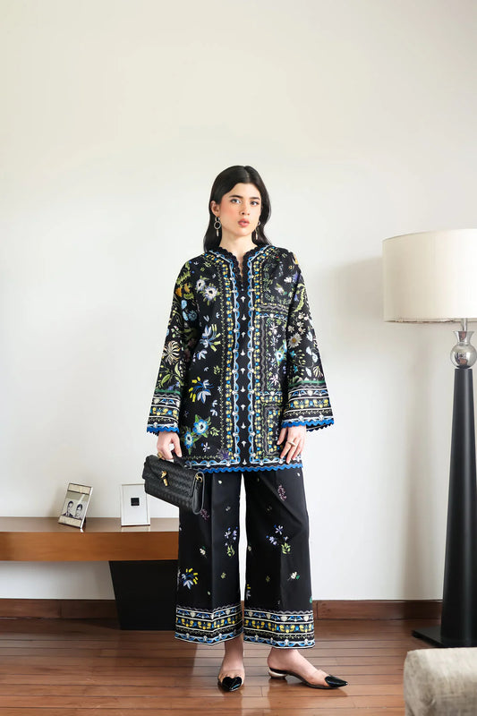 Zaib Staycation '25 - BLACK LUXURY PRINTED 2PCS SET (NPA2-25309)