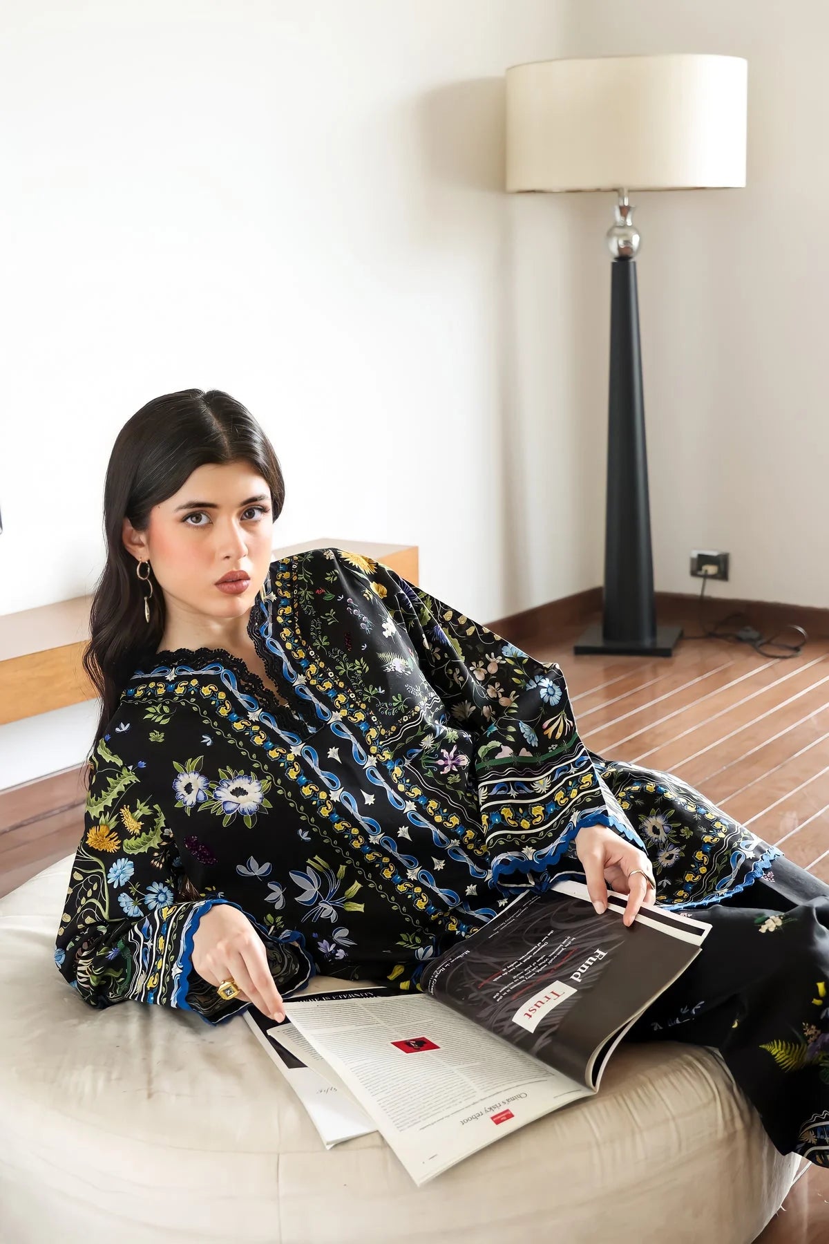Zaib Staycation '25 - BLACK LUXURY PRINTED 2PCS SET (NPA2-25309)