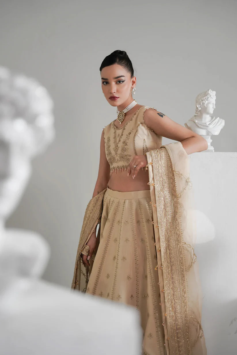TUSCAN BEIGE TIMELESS LEHNGA CHOLI SET WEDDING EDIT 2024/2025 (NPA3-24428) | ZAIB