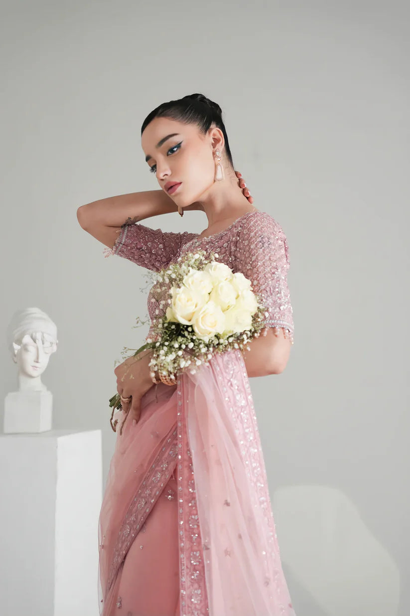BLUSH PINK MODERN TIMELESS SAREE WEDDING EDIT 2024/2025 (NPA3-24429) | ZAIB