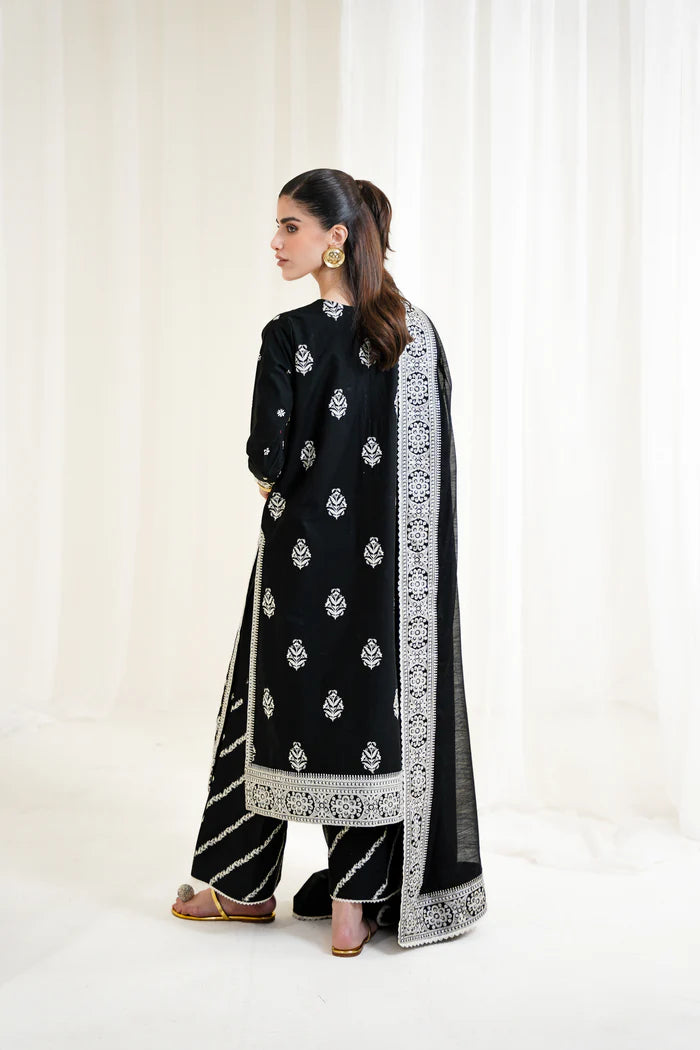 Zaib SS Eid Pret '25 - BLACK LUXURY EMBROIDERED 3PCS SET NPA3-25428