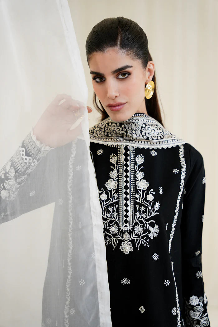 Zaib SS Eid Pret '25 - BLACK LUXURY EMBROIDERED 3PCS SET NPA3-25428